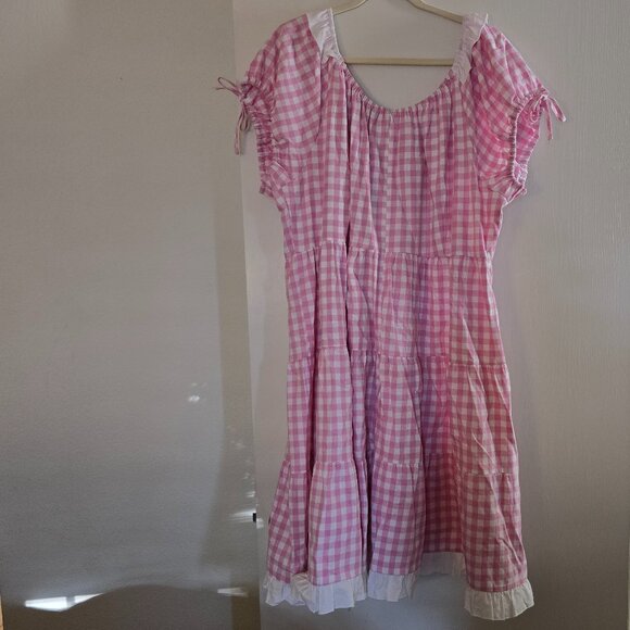 Dangerfield Curve Picnic Party Ruffle Dress Size 22 Pink Gingham Plus Size Cute - Picture 8 of 16